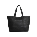 'ALICE' Black Semi Soft Full Grain Oversized Leather Shopper Bag