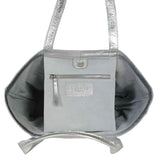 'ALICE' Silver Metallic Semi Soft Full Grain Oversized Leather Shopper Bag