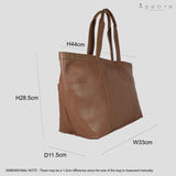 'ALICE' Tan Semi Soft Full Grain Oversized Leather Shopper Bag