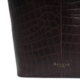 'AMELIA' Burgundy Real Croc Leather Large Capacity Bucket Bag