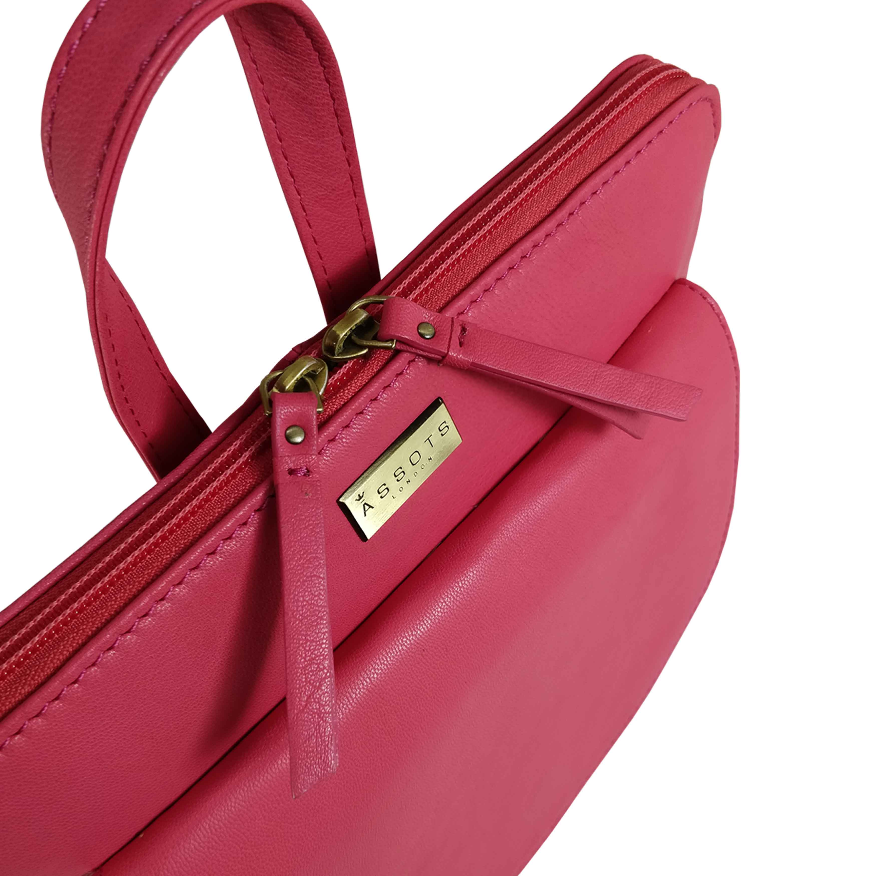 'Apple' Coral Pink Two Way Zip Top Full Grain Leather Backpack