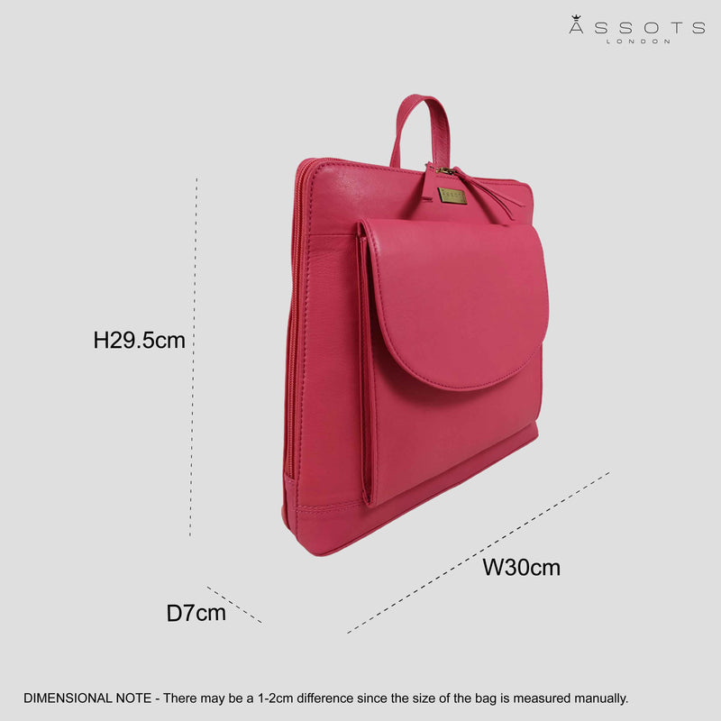 'Apple' Coral Pink Two Way Zip Top Full Grain Leather Backpack