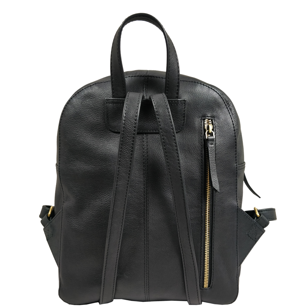 Womens Black Soft Real Leather Laptop Zip-top Backpack uk | Manor ...