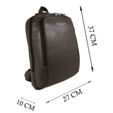 'BAKER' Mokka Brown Full Grain Leather Double Zip Laptop Backpack
