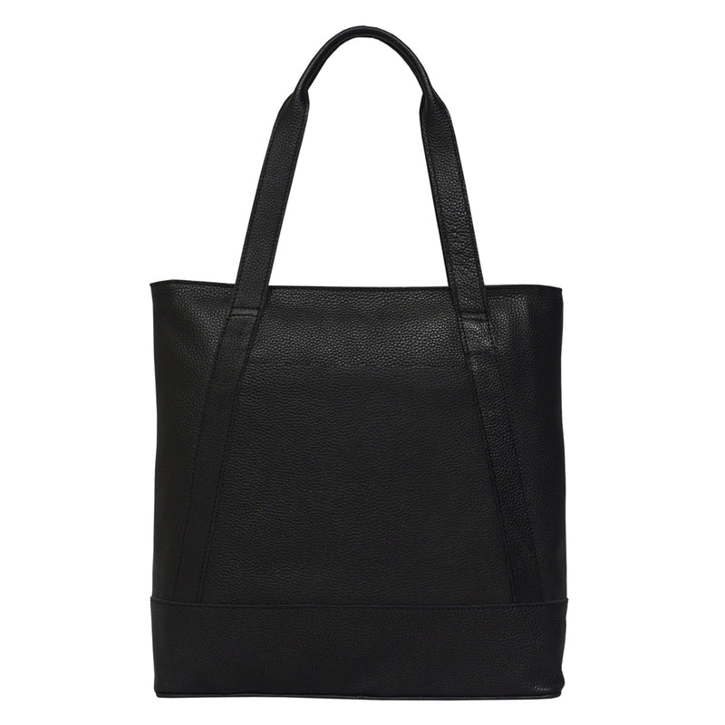 'Barbara' Black Soft Full Grain Leather Tote Bag