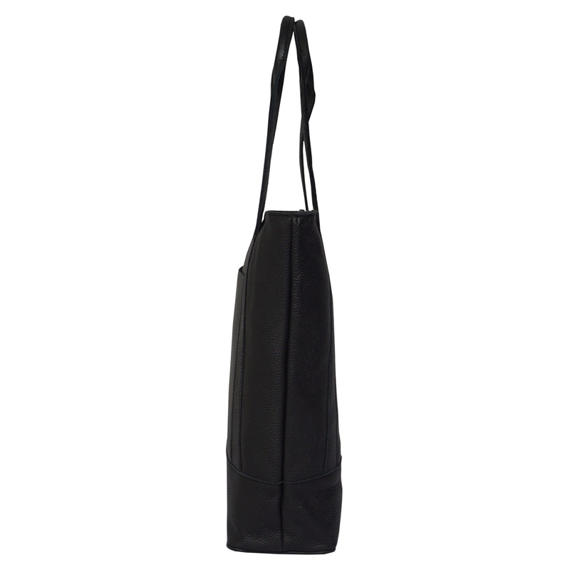 'Barbara' Black Soft Full Grain Leather Tote Bag