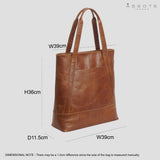 'Barbara' Tan Vintage Waxy Polished Leather Tote Bag