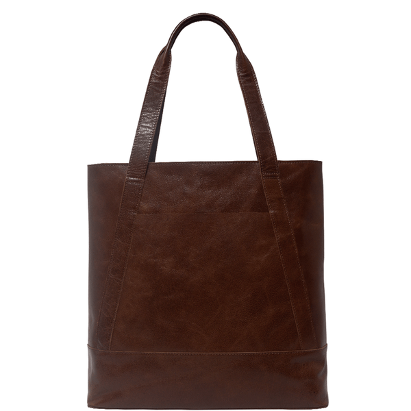 'Barbara' Brown Vintage Waxy Polished Leather Tote Bag