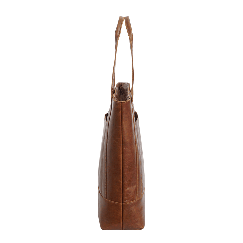 'Barbara' Tan Vintage Waxy Polished Leather Tote Bag
