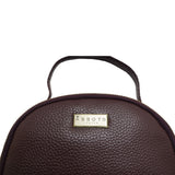 'Betty' Burgundy Zip Top Mini Pebble Grain Leather Backpack
