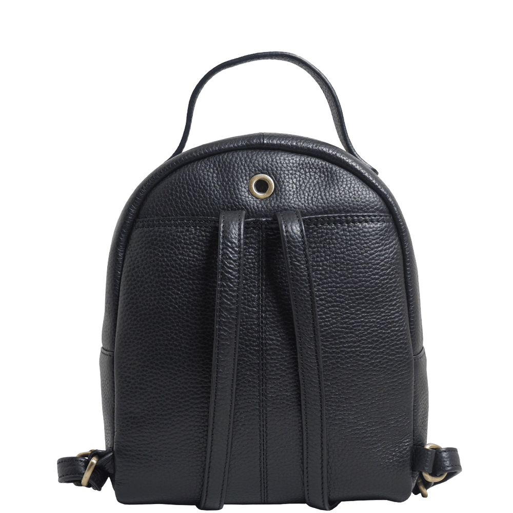 Womens Black Mini Luxury Lightweight Real Leather Backpack uk Betty Assots London