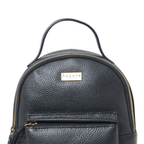 'Betty' Black Zip Top Mini Pebble Grain Leather Backpack