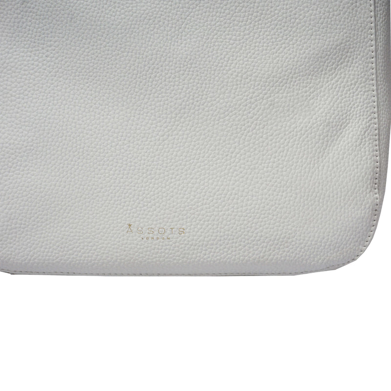 'BIANCA' White Pebble Grain Leather Slouchy Hobo Bag