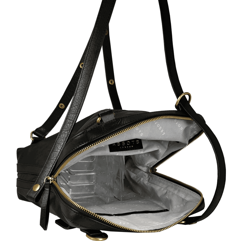 'BRENT' Black Full Grain Leather Zip Around Backpack