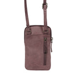 'BROOKE' Plum Distressed Real Leather Mobile Phone Crossbody Bag