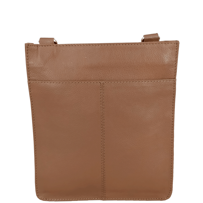 'BRYN' Tan Nappa Pebble Grain Leather Crossbody Bag