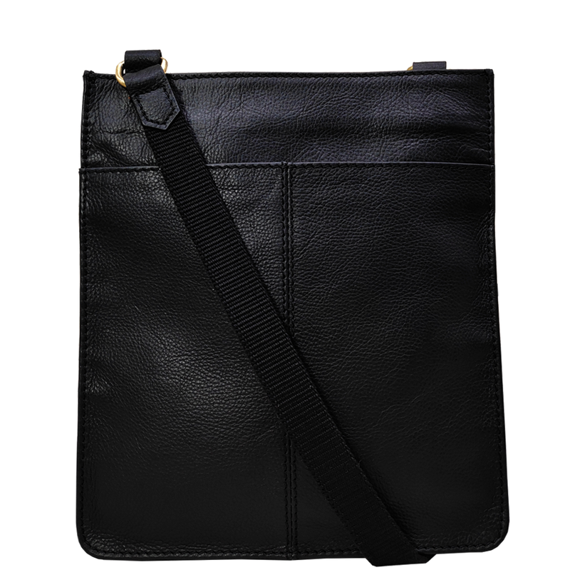 'BRYN' Black Nappa Pebble Grain Leather Crossbody Bag