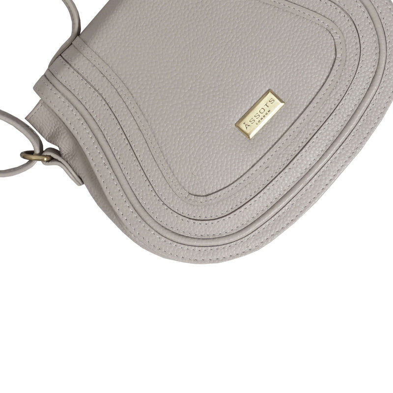 'CARMEL' Light Grey Real Leather Shoulder Crossbody Bag