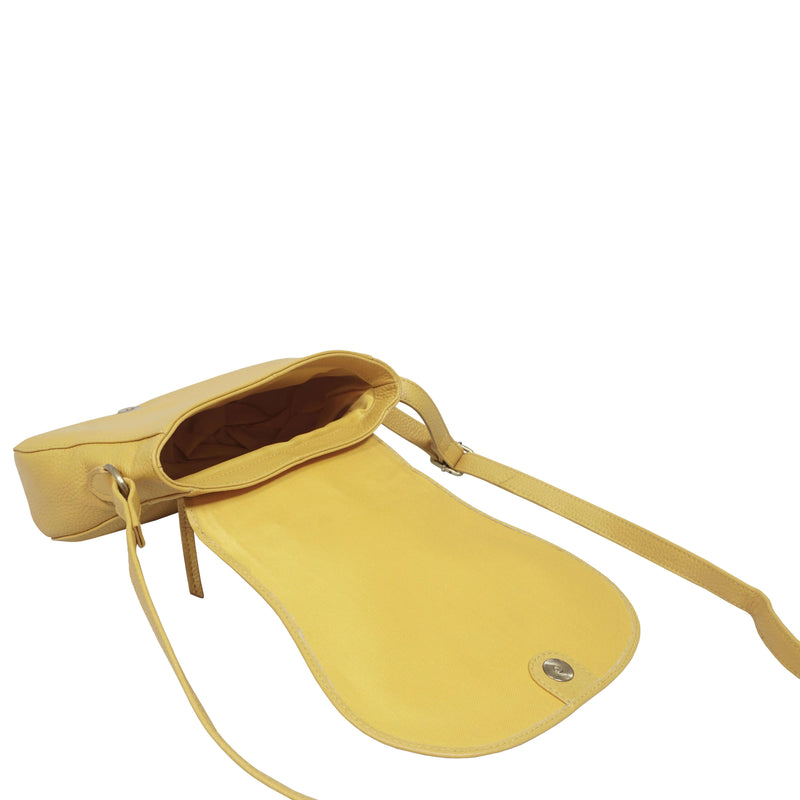 'CARMEL' Mustard Real Leather Shoulder Crossbody Bag