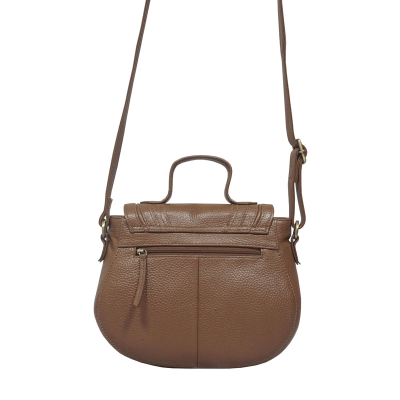 'CARMEL' Tan Real Leather Shoulder Crossbody Bag