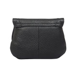 'CARMEL' Black Soft Pebble Grain Real Leather Flapover Purse Wallet