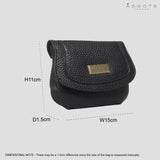 'CARMEL' Black Soft Pebble Grain Real Leather Flapover Purse Wallet