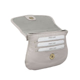 'CARMEL' Light Grey Soft Pebble Grain Real Leather Flapover Purse Wallet