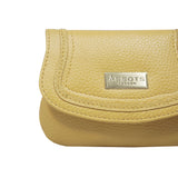 'CARMEL' Mustard Soft Pebble Grain Real Leather Flapover Purse Wallet