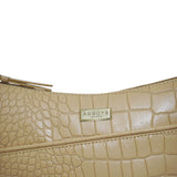 'CAROL' Camel Croc Real Leather Designer Crossbody Shoulder Bag