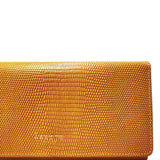 'CLAIRE' Mustard Lizard Leather Flap Over Purse