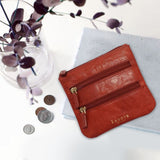 'LAURA' Red Soft Small Zip Top Leather Coin Purse