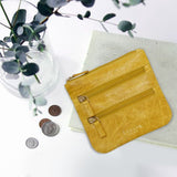 'LAURA' Yellow Soft Small Zip Top Leather Coin Purse