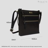 'CORI' Black Polished VT Real Leather Crossbody Bag