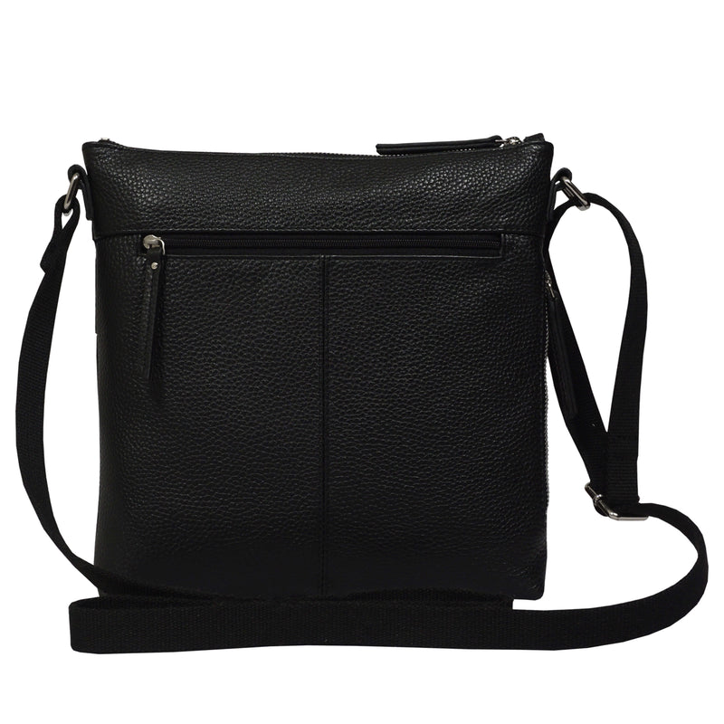 'CORI' Black Pebble Grain Real Leather Crossbody Bag
