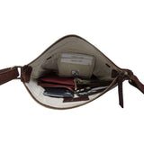 'CORI' Brown Polished VT Real Leather Crossbody Bag