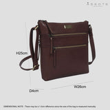 'CORI' Brown Polished VT Real Leather Crossbody Bag