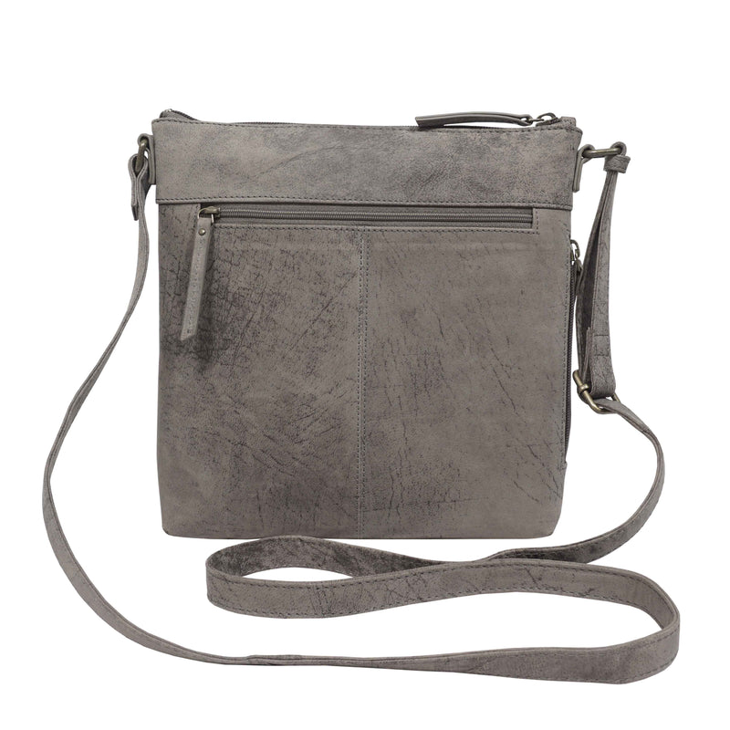 'CORI' Distressed Grey Real Leather Crossbody Bag