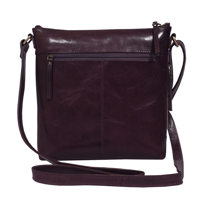 'CORI' Plum Waxy VT Vintage Real Leather Crossbody Bag