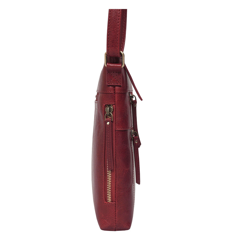 'CORI' Chilli Pepper Waxy VT Real Leather Crossbody Bag