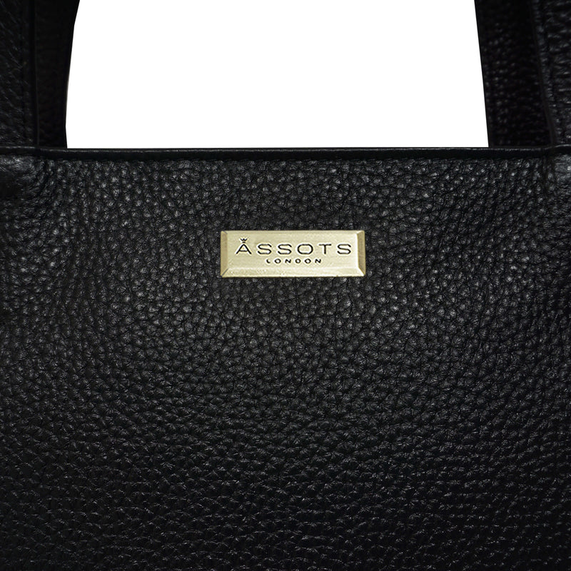 'DEBRA' Black Pebble Grain Real Leather Crossbody Shoulder Bag
