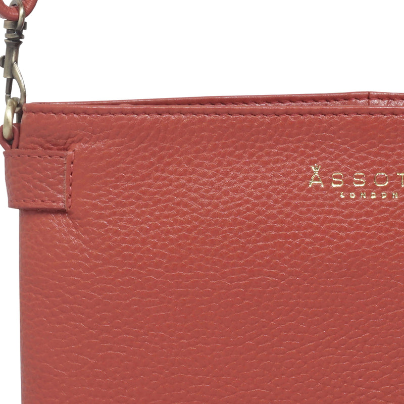 'DELILAH' Red Pebble Grain Real Leather Crossbody Bag