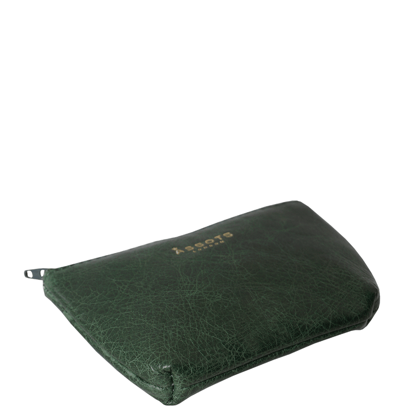 'Diana' Tree Top Green Full Grain Leather Zip Top Coin Purse