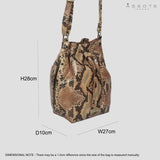 'ELLEN' Brown Snake Textured Real Leather Duffle Bag for Women