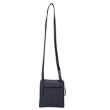 'ELSIE' Navy Pebble Grain Leather Zip Top Crossbody Bag