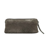 'EMILY' Small Olive & Yellow Gold Sparkle Leather MakeUp Bag