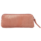 'EMILY' Small Rust Orange & Yellow Gold Sparkle Leather MakeUp Bag