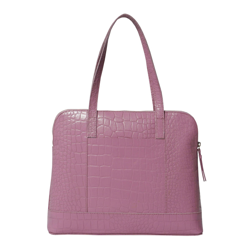 'Eva' Pink Croc Real Leather Designer Unlined Tote Bag
