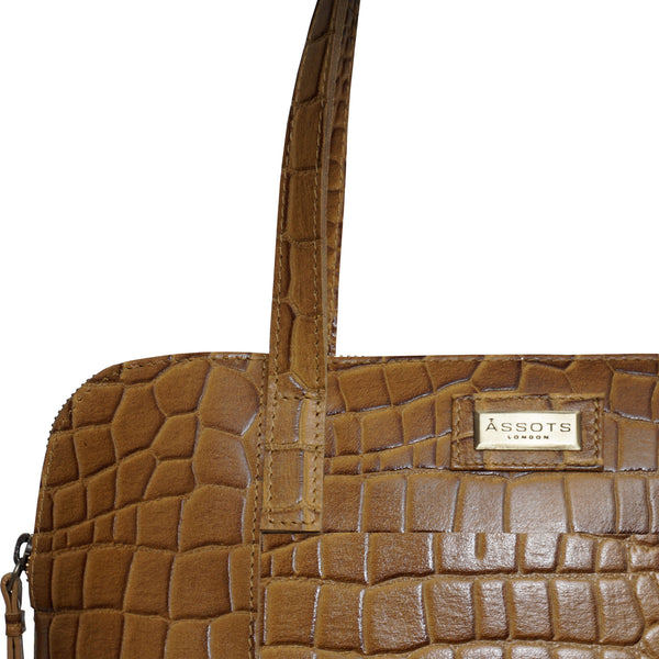 'Eva' Mustard Croc Real Leather Designer Unlined Tote Bag