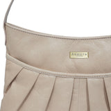 'EVIE' Nude Pleated Real Leather Natural Grain Shoulder Bag
