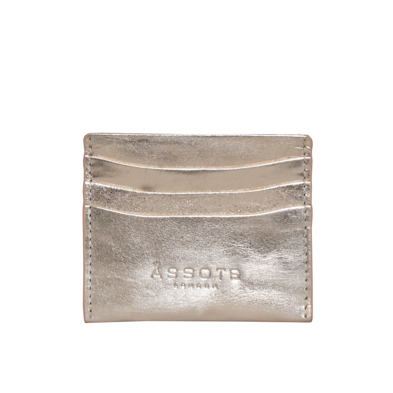 'FANN' Metallic Rose Gold Leather Round Design RFID Credit Card Holder